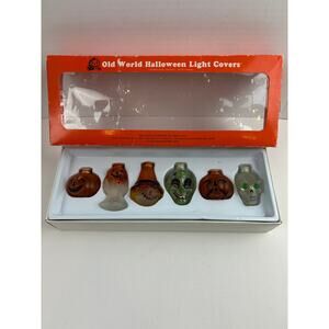 Old World Halloween Light Covers Set of 6 – Pumpkins, Ghost, Witch, Skull– 1990s